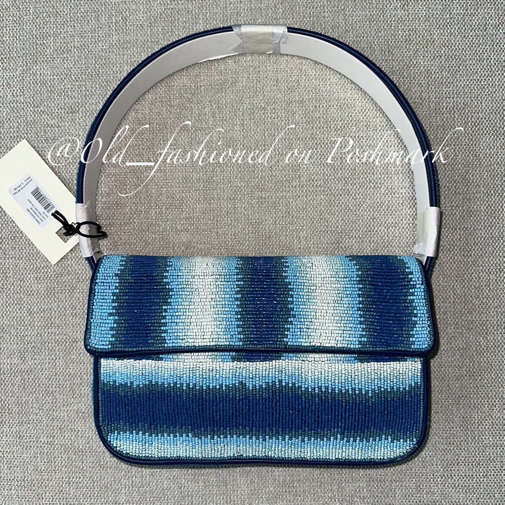 Price Firm - STAUD Tommy Ombré Striped Beaded Shoulder Bag in Ride the Wave - Picture 5 of 11